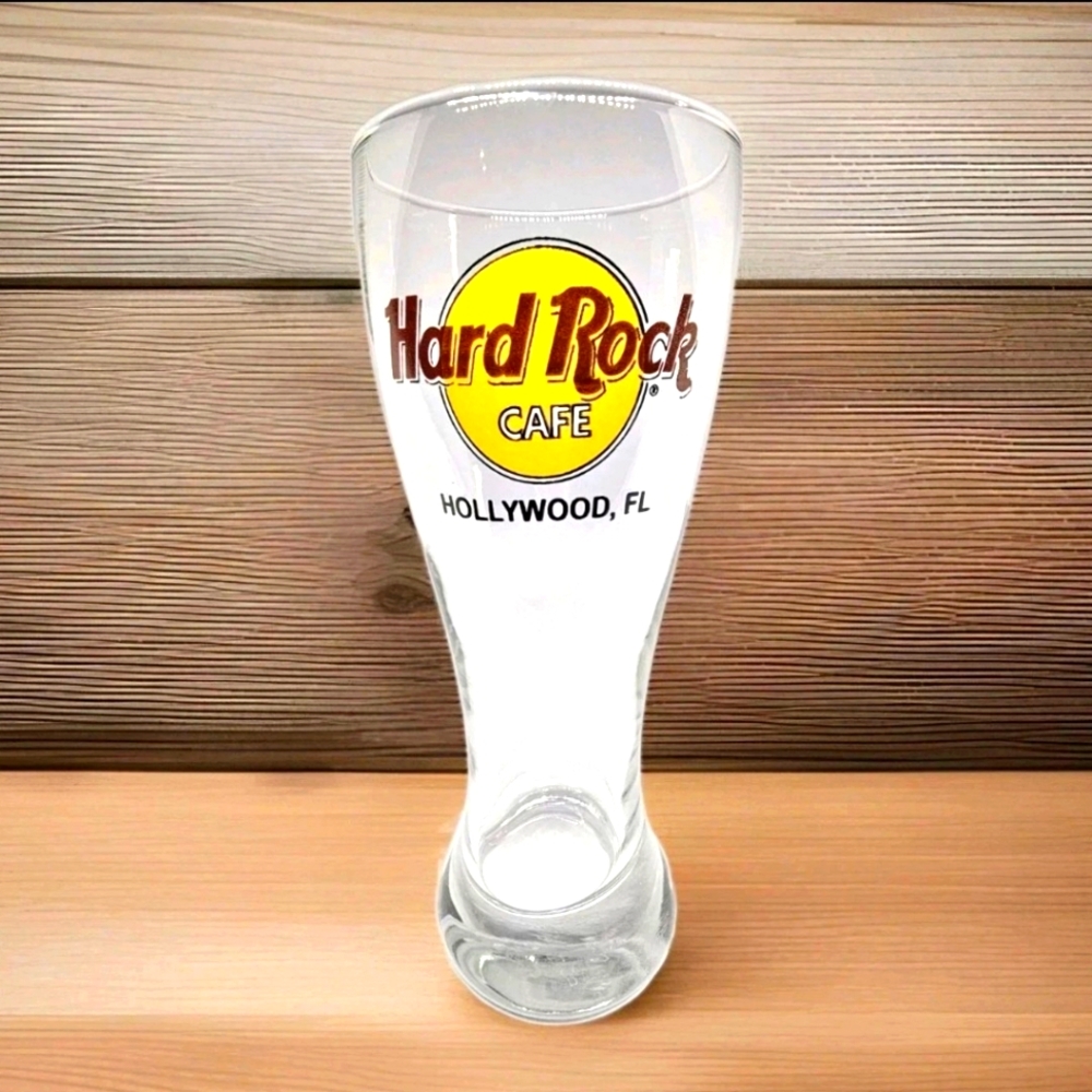 Hard Rock Cafe Hollywood, FL Pilsner Style Beer Glass Man Cave Home Bar Pub